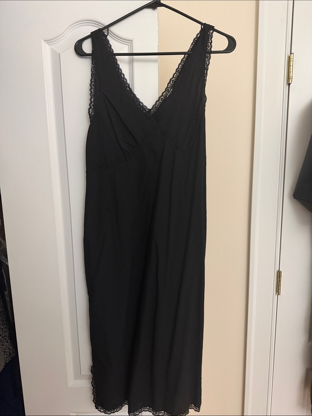 Black Lace-Trim V-Neck Slip Dress - Women’s Intimates